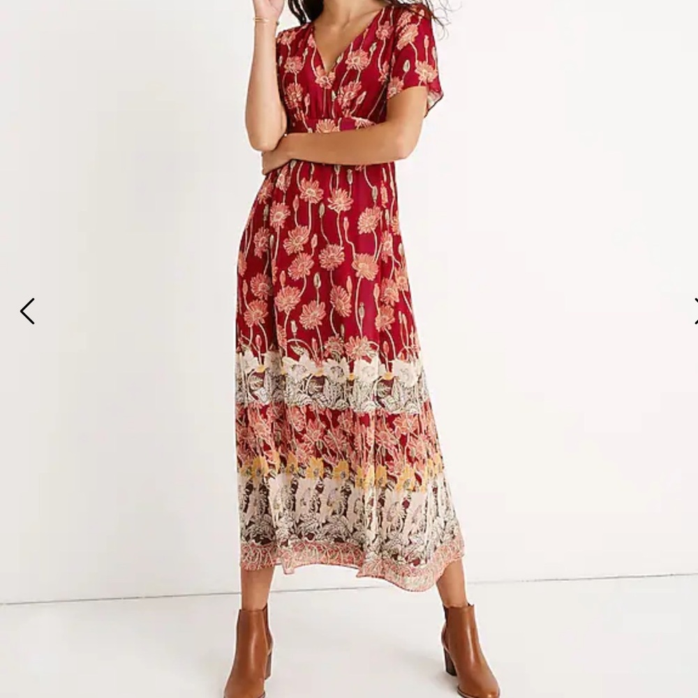 Madewell size 6 maxi dress tulip- sleeve floral print